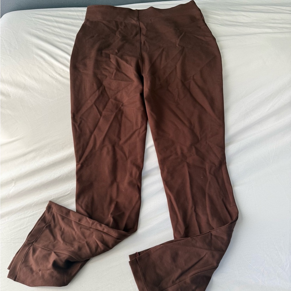 Abercrombie & Fitch Ribbed Split Hem Flare Leggings Pants Brown
